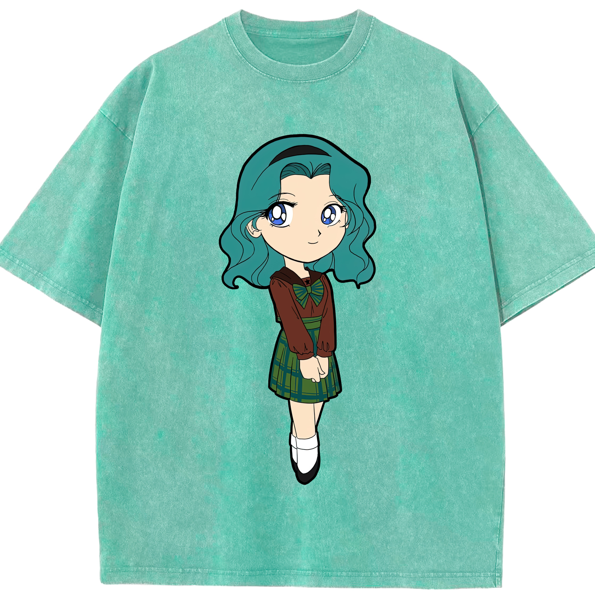 （画像用） 美少女戦士セーラームーン 海王 みちる（かいおう みちる） Sailor Moon Kaiou Michiru 綿100% ヴィンテージ風 半袖Tシャツ（フロントプリント）